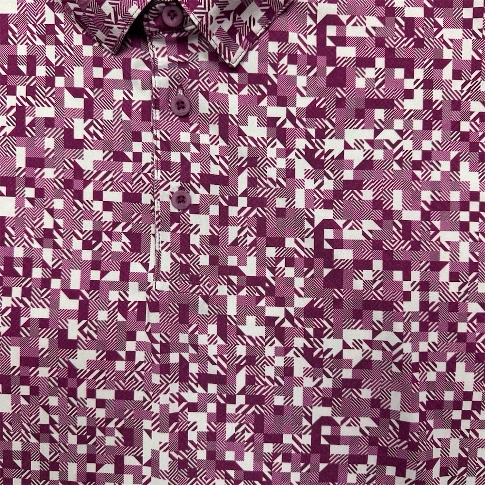Robert Graham Men's XL Purple Wooderson Geo Print Performance Golf Polo - Picture 3 of 7